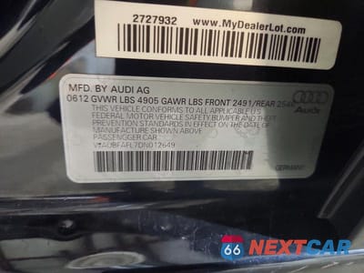 Zdjęcie 13 z 13 samochodu: 2013 AUDI A4 PREMIUM VIN:WAUBFAFL7DN012649 - miniatura