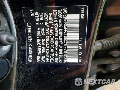 Zdjęcie 12 z 12 samochodu: 2017 HONDA CIVIC SPORT VIN:SHHFK7H41HU229111 - miniatura
