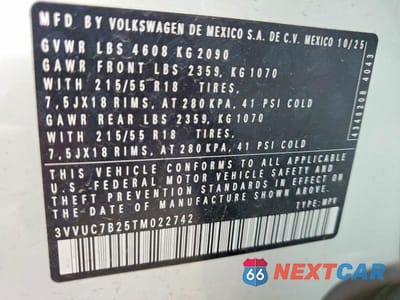 Zdjęcie 13 z 13 samochodu: 2026 VOLKSWAGEN TAOS SE VIN:3VVUC7B25TM022742 - miniatura