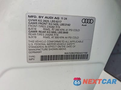 Zdjęcie 12 z 12 samochodu: 2025 AUDI Q6 E-TRON PREMIUM VIN:WA112BGF9SA021196 - miniatura