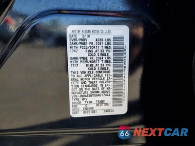 Zdjęcie 13 z 13 samochodu: 2010 NISSAN ROGUE SL VIN:JN8AS5MT0AW017044 - miniatura