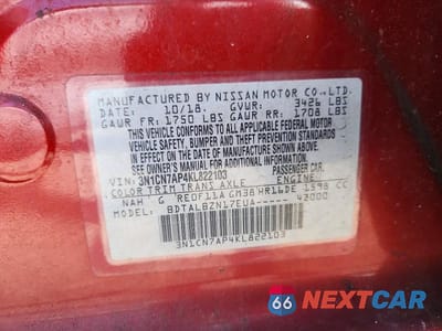 Zdjęcie 12 z 12 samochodu: 2019 NISSAN VERSA SV VIN:3N1CN7AP4KL822103 - miniatura