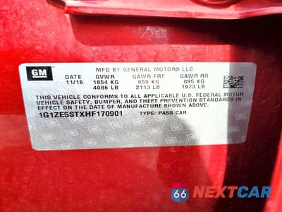 Zdjęcie 12 z 12 samochodu: 2017 CHEVROLET MALIBU LT VIN:1G1ZE5STXHF170901 - miniatura