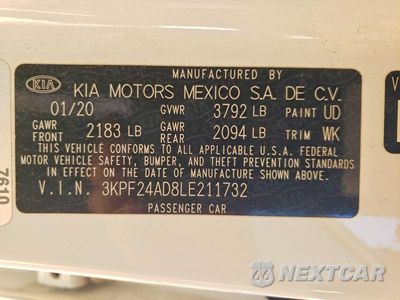 Zdjęcie 21 z 22 samochodu: 2020 KIA FORTE LXS VIN:3KPF24AD8LE211732 - miniatura