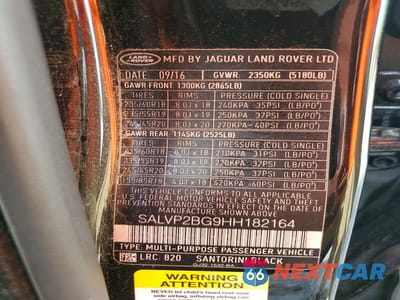 Zdjęcie 13 z 13 samochodu: 2017 LAND ROVER RANGE ROVER EVOQUE SE VIN:SALVP2BG9HH182164 - miniatura