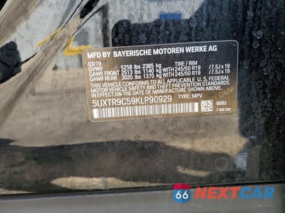 Zdjęcie 12 z 12 samochodu: 2019 BMW X3 XDRIVE30I VIN:5UXTR9C59KLP90929 - miniatura
