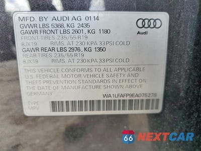 Zdjęcie 13 z 13 samochodu: 2014 AUDI Q5 PREMIUM PLUS VIN:WA1LFAFP9EA075278 - miniatura