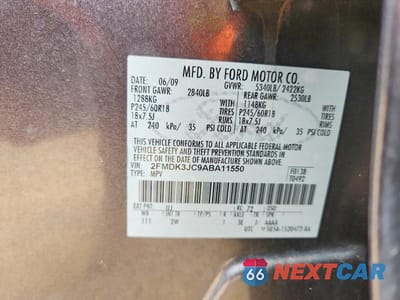 Zdjęcie 14 z 14 samochodu: 2010 FORD EDGE SEL VIN:2FMDK3JC9ABA11550 - miniatura