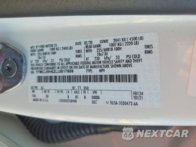 Zdjęcie 13 z 13 samochodu: 2020 FORD ESCAPE SEL VIN:1FMCU9H62LUB17859 - miniatura