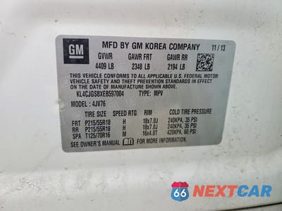 Zdjęcie 13 z 13 samochodu: 2014 BUICK ENCORE VIN:KL4CJGSBXEB597004 - miniatura