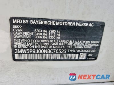 Zdjęcie 12 z 12 samochodu: 2022 BMW 330XE VIN:3MW5P9J00N8C76533 - miniatura
