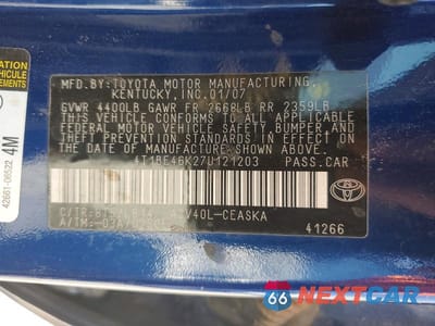 Zdjęcie 13 z 13 samochodu: 2007 TOYOTA CAMRY SE VIN:4T1BE46K27U121203 - miniatura
