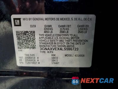 Zdjęcie 14 z 14 samochodu: 2020 CHEVROLET EQUINOX LT VIN:3GNAXVEX4LS596723 - miniatura