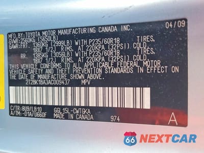 Zdjęcie 12 z 12 samochodu: 2010 LEXUS RX 350 VIN:2T2BK1BA3AC009437 - miniatura