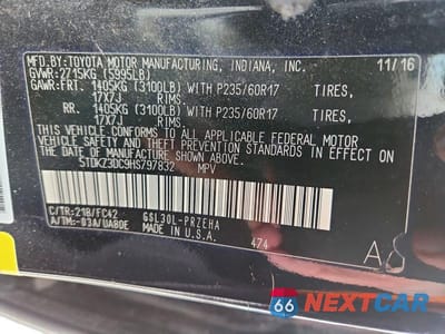 Zdjęcie 13 z 13 samochodu: 2017 TOYOTA SIENNA LE VIN:5TDKZ3DC9HS797832 - miniatura