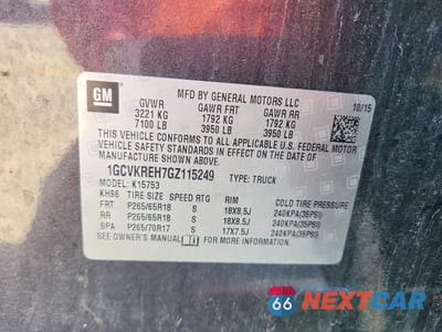 Zdjęcie 12 z 12 samochodu: 2016 CHEVROLET SILVERADO K1500 LT VIN:1GCVKREH7GZ115249 - miniatura