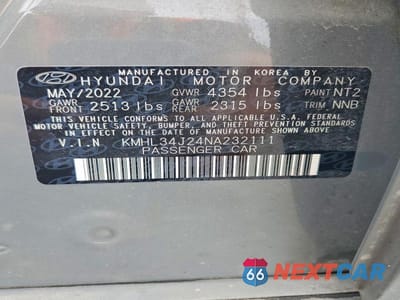 Zdjęcie 13 z 13 samochodu: 2022 HYUNDAI SONATA LIMITED VIN:KMHL34J24NA232111 - miniatura