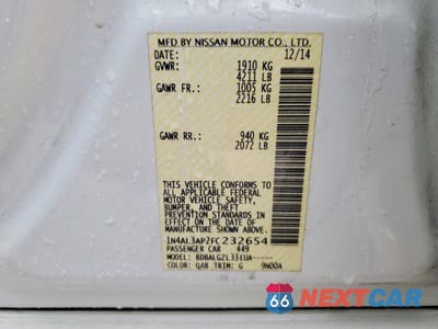 Zdjęcie 13 z 13 samochodu: 2015 NISSAN ALTIMA 2.5 S VIN:1N4AL3AP2FC232654 - miniatura