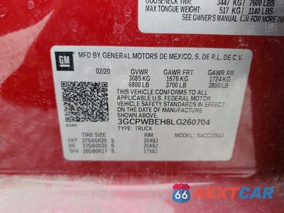 Zdjęcie 12 z 12 samochodu: 2020 CHEVROLET SILVERADO C1500 CUSTOM VIN:3GCPWBEH8LG260704 - miniatura