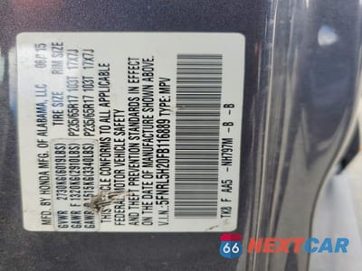 Zdjęcie 13 z 13 samochodu: 2015 HONDA ODYSSEY LX VIN:5FNRL5H20FB116889 - miniatura