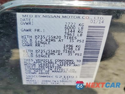 Zdjęcie 13 z 13 samochodu: 2014 INFINITI QX60 HYBRID VIN:5N1CL0MM9EC521091 - miniatura