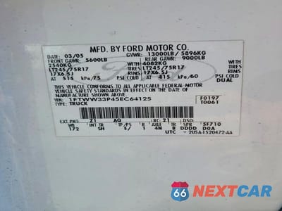 Zdjęcie 13 z 13 samochodu: 2005 FORD F350 SUPER DUTY VIN:1FTWW33P45EC64125 - miniatura