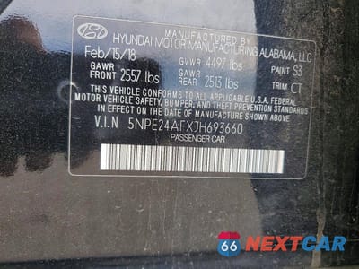 Zdjęcie 12 z 12 samochodu: 2018 HYUNDAI SONATA SE VIN:5NPE24AFXJH693660 - miniatura