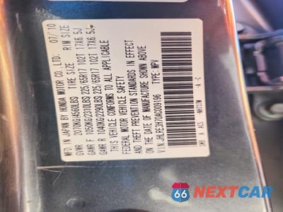 Zdjęcie 12 z 12 samochodu: 2010 HONDA CR-V EXL VIN:JHLRE3H70AC009196 - miniatura