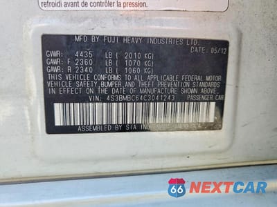 Zdjęcie 12 z 12 samochodu: 2012 SUBARU LEGACY 2.5I PREMIUM VIN:4S3BMBC64C3041243 - miniatura