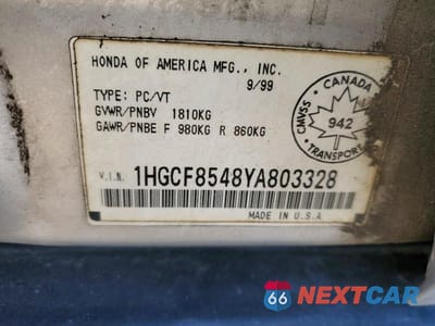 Zdjęcie 12 z 12 samochodu: 2000 HONDA ACCORD DX VIN:1HGCF8548YA803328 - miniatura