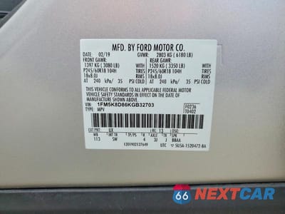 Zdjęcie 13 z 13 samochodu: 2019 FORD EXPLORER XLT VIN:1FM5K8D86KGB32703 - miniatura