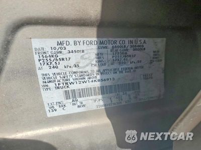 Zdjęcie 12 z 12 samochodu: 2004 FORD F150 SUPERCREW VIN:1FTRW12W14KB56913 - miniatura