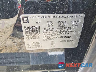 Zdjęcie 12 z 12 samochodu: 2019 GMC SIERRA K1500 SLT VIN:3GTU9DED0KG200613 - miniatura
