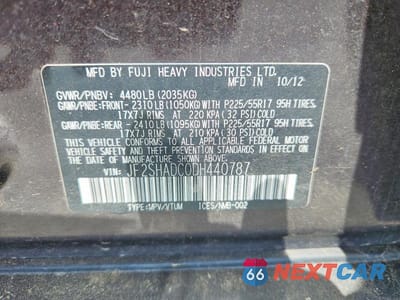 Zdjęcie 12 z 12 samochodu: 2013 SUBARU FORESTER 2.5X PREMIUM VIN:JF2SHADC0DH440787 - miniatura