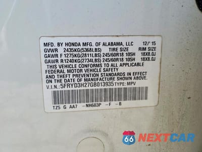 Zdjęcie 13 z 13 samochodu: 2016 ACURA MDX VIN:5FRYD3H27GB013935 - miniatura