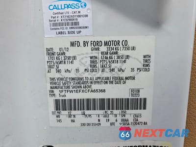 Zdjęcie 12 z 12 samochodu: 2012 FORD F150 SUPERCREW VIN:1FTFW1EFXCFA65368 - miniatura