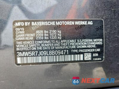 Zdjęcie 12 z 12 samochodu: 2020 BMW 330XI VIN:3MW5R7J09L8B09471 - miniatura