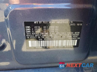 Zdjęcie 12 z 12 samochodu: 2017 SUBARU LEGACY 2.5I PREMIUM VIN:4S3BNAH68H3034187 - miniatura