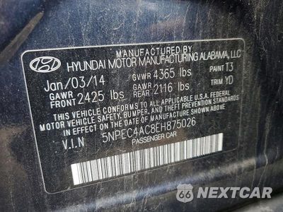 Zdjęcie 12 z 12 samochodu: 2014 HYUNDAI SONATA LIMITED VIN:5NPEC4AC8EH875026 - miniatura