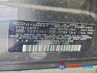 Zdjęcie 13 z 13 samochodu: 2021 HYUNDAI IONIQ LIMITED VIN:KMHC05LC8MU251486 - miniatura