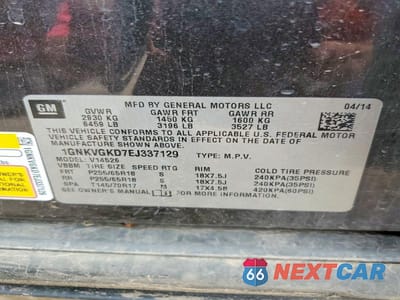 Zdjęcie 13 z 13 samochodu: 2014 CHEVROLET TRAVERSE LT VIN:1GNKVGKD7EJ337129 - miniatura