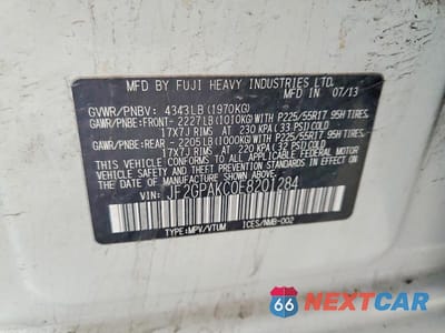 Zdjęcie 13 z 13 samochodu: 2014 SUBARU XV CROSSTREK 2.0 LIMITED VIN:JF2GPAKC0E8201284 - miniatura