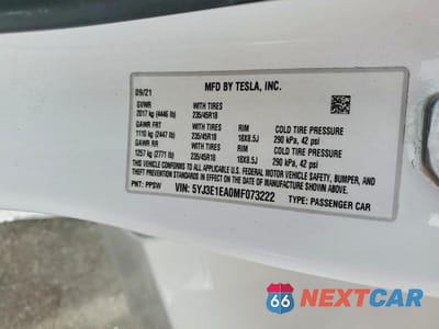 Zdjęcie 13 z 13 samochodu: 2021 TESLA MODEL 3 VIN:5YJ3E1EA0MF073222 - miniatura