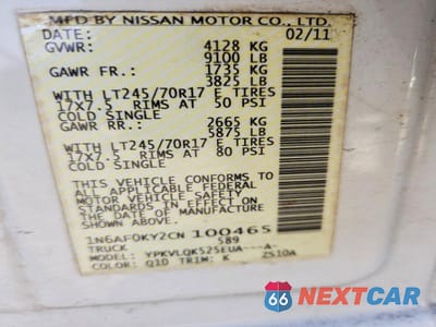 Zdjęcie 13 z 13 samochodu: 2012 NISSAN NV 2500 HD S VIN:1N6AF0KY2CN100465 - miniatura