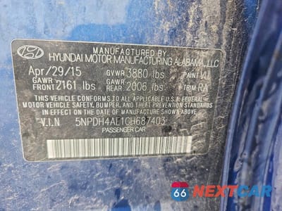 Zdjęcie 12 z 12 samochodu: 2016 HYUNDAI ELANTRA SE VIN:5NPDH4AE1GH687403 - miniatura