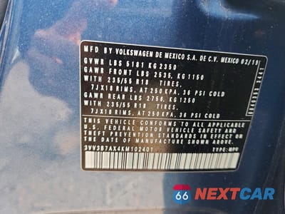 Zdjęcie 13 z 13 samochodu: 2019 VOLKSWAGEN TIGUAN SE VIN:3VV3B7AX4KM102401 - miniatura