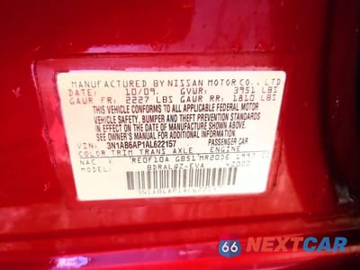 Zdjęcie 12 z 12 samochodu: 2010 NISSAN SENTRA 2.0 VIN:3N1AB6AP1AL622157 - miniatura