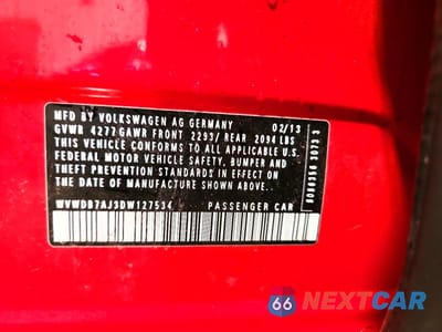 Zdjęcie 12 z 12 samochodu: 2013 VOLKSWAGEN GOLF VIN:WVWDB7AJ3DW127534 - miniatura