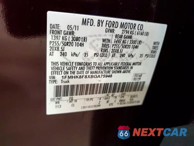 Zdjęcie 13 z 13 samochodu: 2011 FORD EXPLORER LIMITED VIN:1FMHK8F8XBGA75948 - miniatura