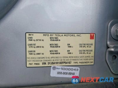 Zdjęcie 12 z 12 samochodu: 2014 TESLA MODEL S VIN:5YJSA1H1XEFP54167 - miniatura